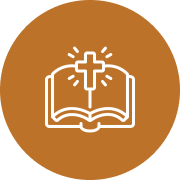 Religious book and cross symbol