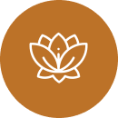Lotus icon on brown circle background